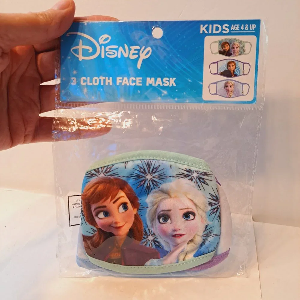 NWT Disney FROZEN ELSA & ANNA (3) CLOTH Face MASKS in a Package Kids AGE 4 & UP